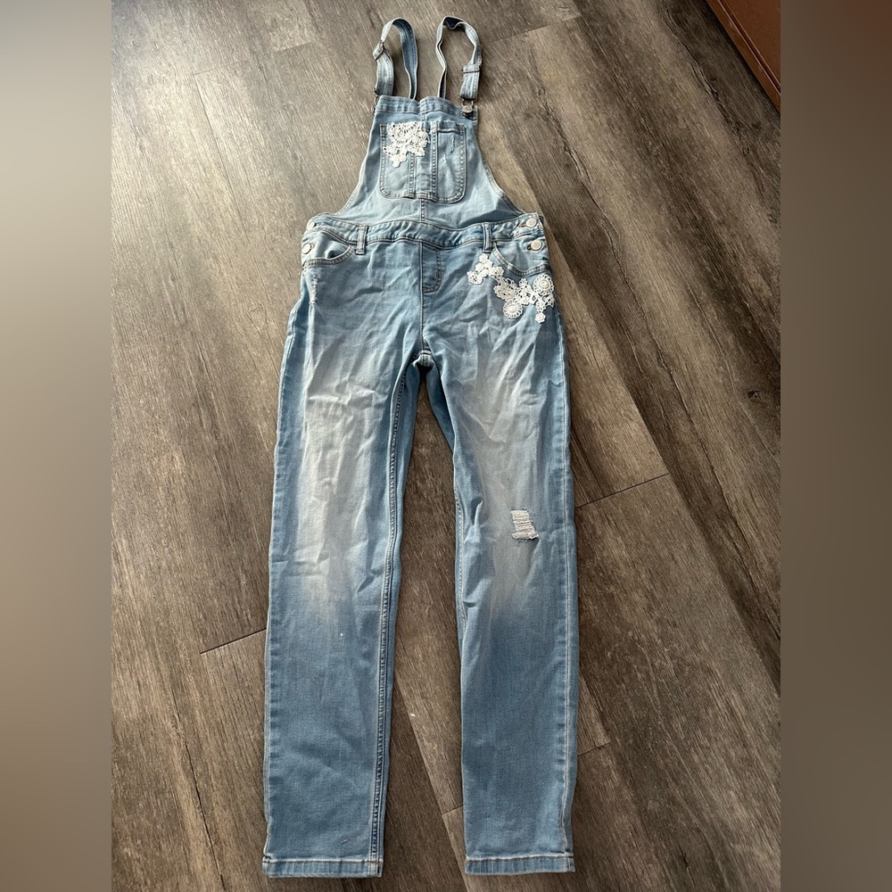 New! Justice Girls Denim Overalls Size 16 Regular NWT - Picture 2 of 8